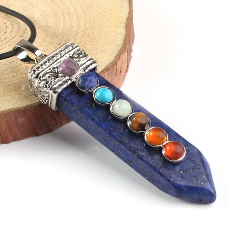 Seven Chakra Crystal Sword Pendant Necklace