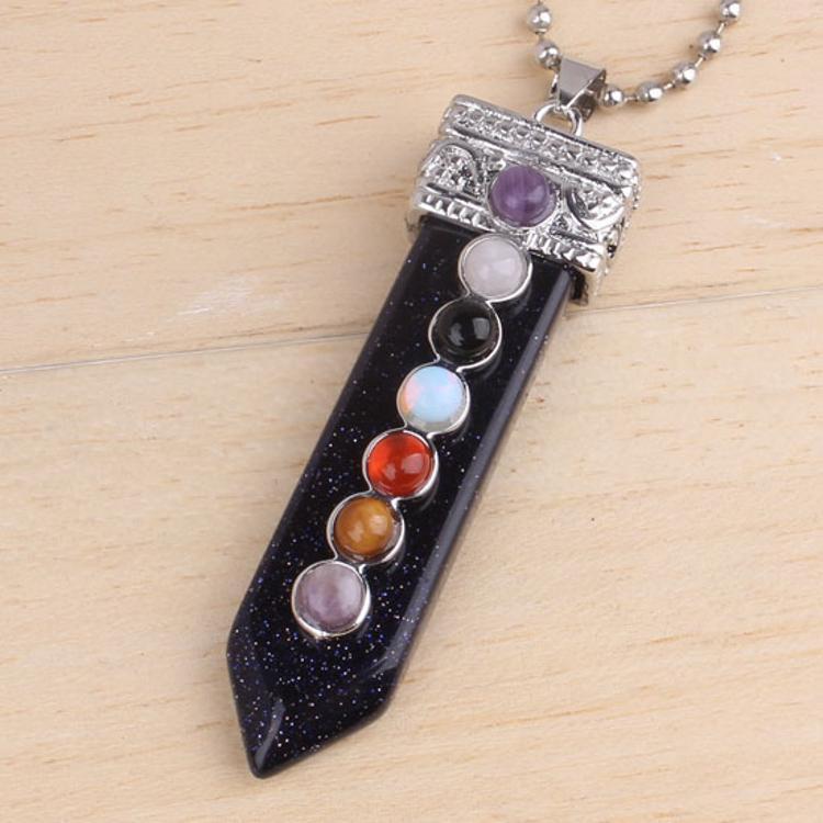 Seven Chakra Crystal Sword Pendant Necklace