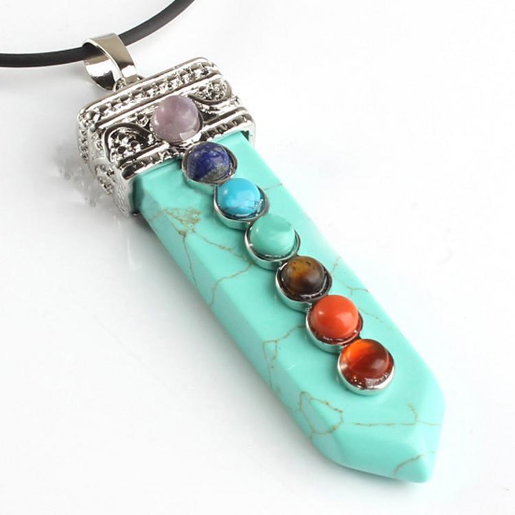 Seven Chakra Crystal Sword Pendant Necklace