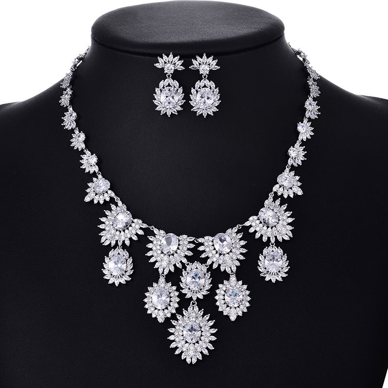 Zircon Earrings Necklace Set