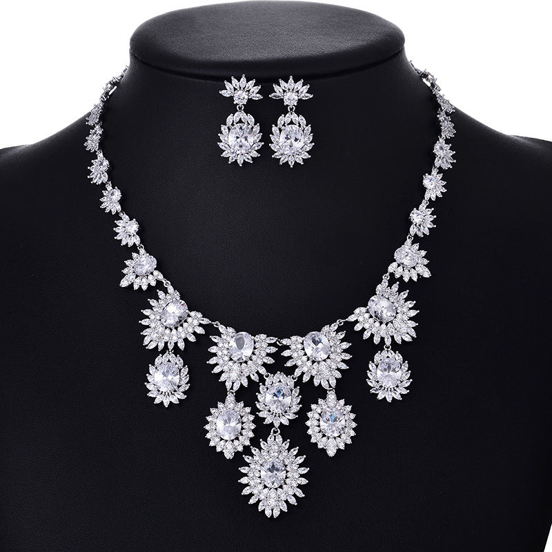 Zircon Earrings Necklace Set