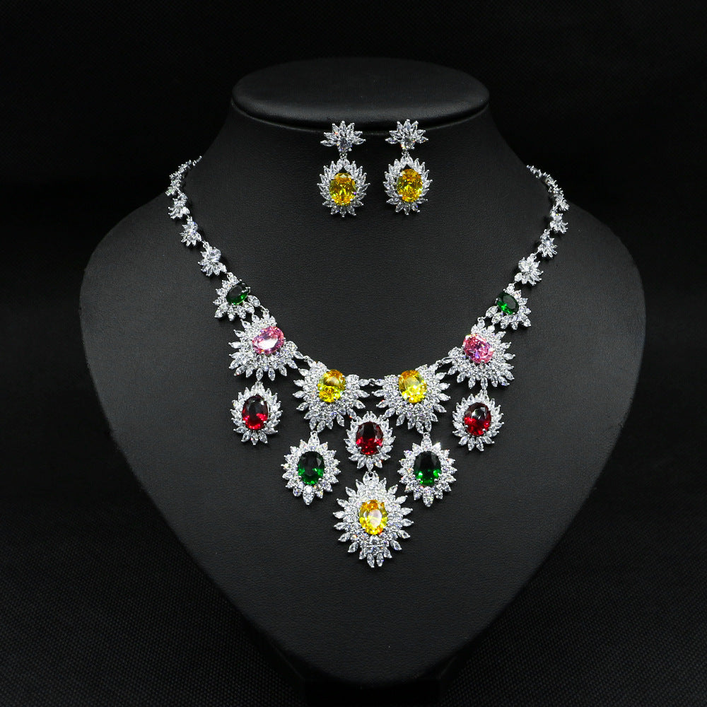 Zircon Earrings Necklace Set