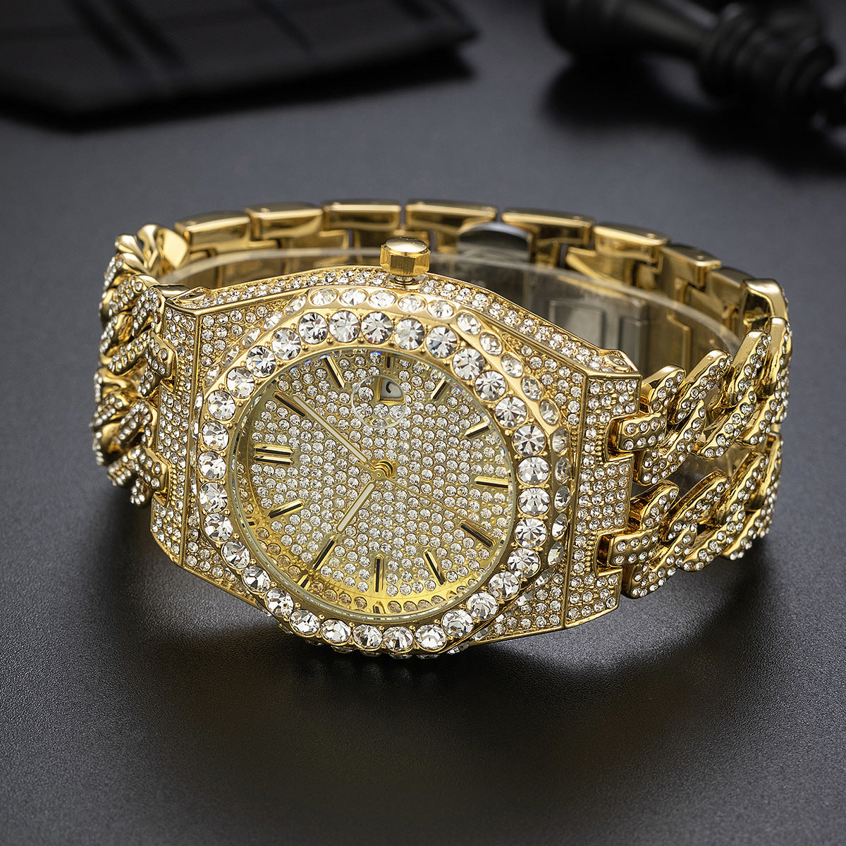Iced Cuban Link Chain Quartz Watch