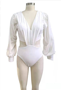 One Piece Print Long Sleeve Swimsuit