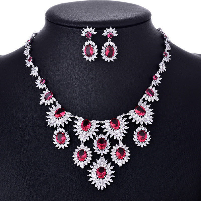 Zircon Earrings Necklace Set