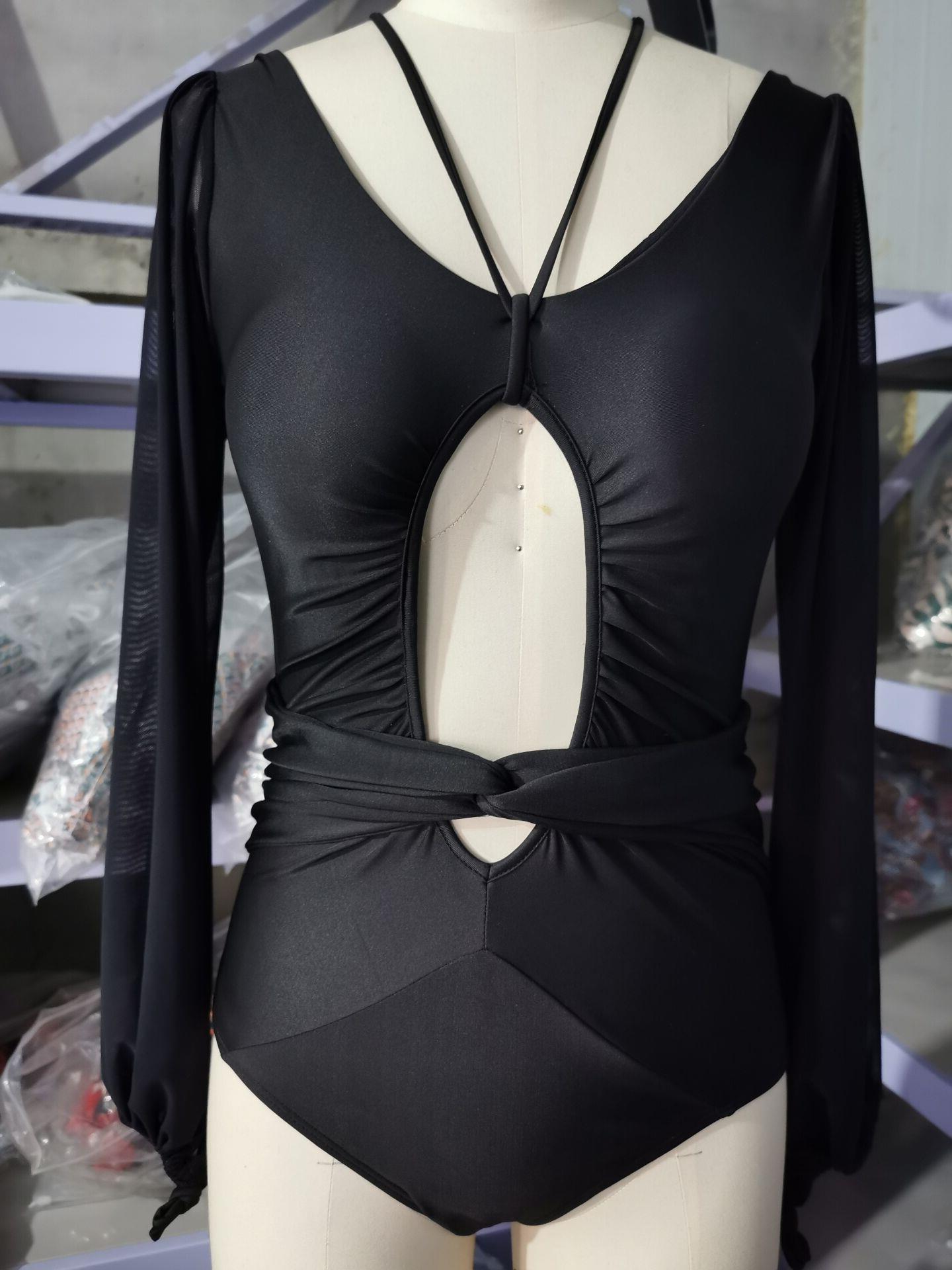 One Piece Print Long Sleeve Swimsuit