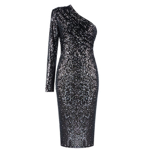 Sequins One-shoulder Evening Dress