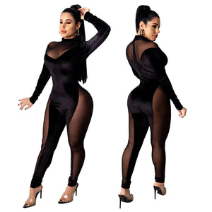 Sexy mesh stitching jumpsuit