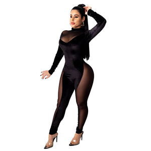 Sexy mesh stitching jumpsuit